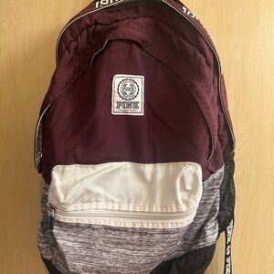 PINK Victoria's Secret Burgundy and Heather Gray Men's Backpack